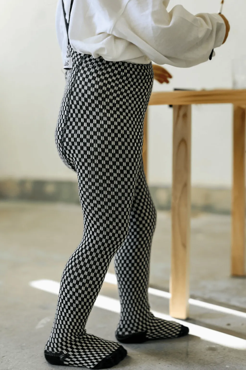 GOTS Strumpbyxor Black X White Checked>Silly Silas Online
