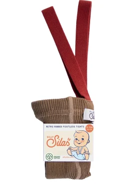 GOTS Strumpbyxor I Bomull Med Hängslen Acorn Brown With Maple Leaf>Silly Silas Sale