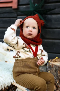 GOTS Strumpbyxor I Bomull Med Hängslen Acorn Brown With Maple Leaf><noscript><img width=