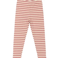 GOTS Uni Ribbade Leggings Old Rose Striped>The New Siblings Discount