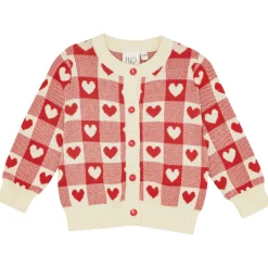 Heart Cardigan Poppy Red/soft White>Flöss Online