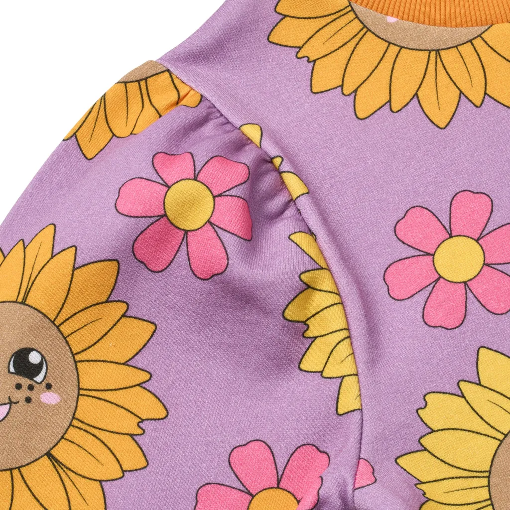 Hidden With Sunflowers Sweatshirt Purple Iris>Småfolk New