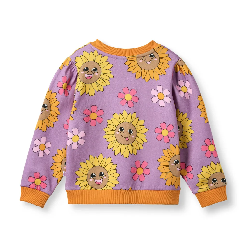 Hidden With Sunflowers Sweatshirt Purple Iris>Småfolk New