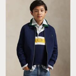 Kabelquiltad Jacka Refined Navy><noscript><img width=
