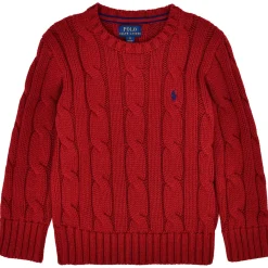 Kabelstickad Tröja Holiday Red>Ralph Lauren New