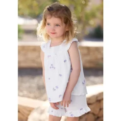 Klädset Med Broderade Blommor Blanc><noscript><img width=