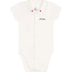 Kortärmad Baby Body Med Krage Marshmallow>Petit Bateau Clearance