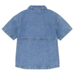 Kortärmad Jeansskjorta Light Denim Blue><noscript><img width=