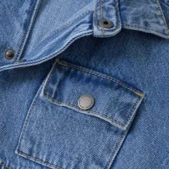 Kortärmad Jeansskjorta Light Denim Blue><noscript><img width=