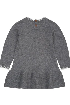 Lambsoolsklänning Med Rosett Dark Grey Cream>Copenhagen Colors