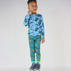 Leggings with Fall leaves Petroleum Green>Småfolk Online