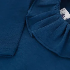 Långärmad T-shirt Med Volangkrage Marinblå>Petit Bateau Best