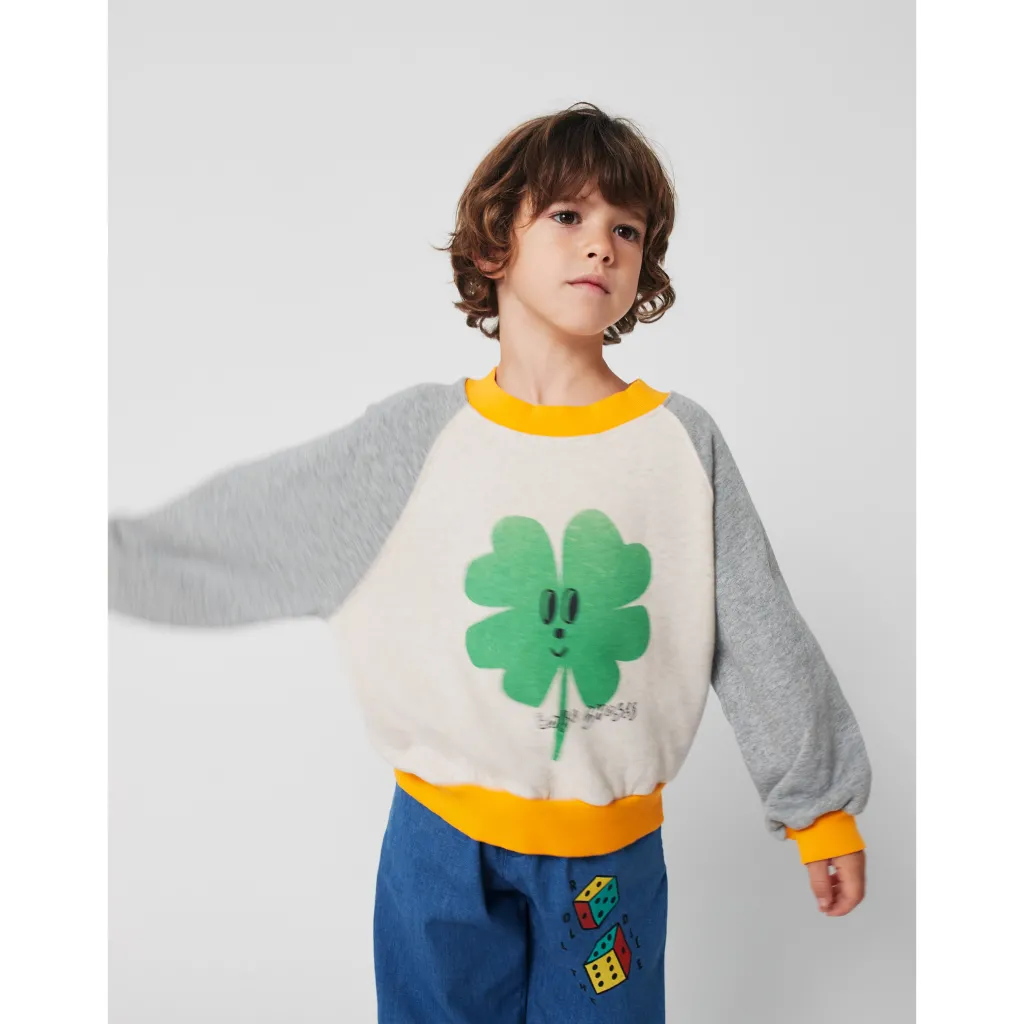 Lucky Clover Ranglan Sleeve Sweatshirt Heather Grey>Bobo Choses Outlet