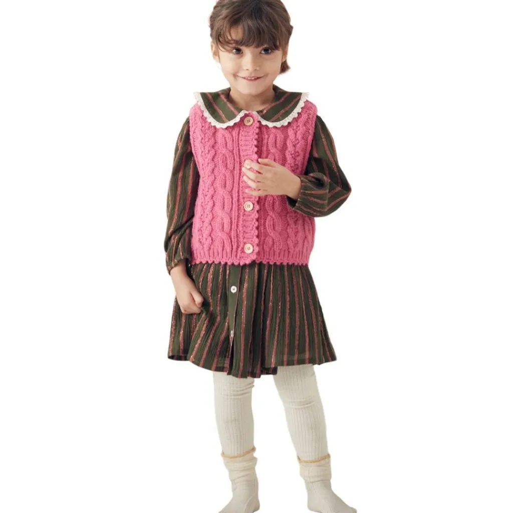 Marlotta Randig Klänning Khaki Copper>Louise Misha Clearance