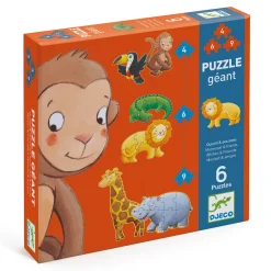 Marmoset & Friends 6 Djurformade Pussel 4, 6, 9 Bitar>Djeco Outlet