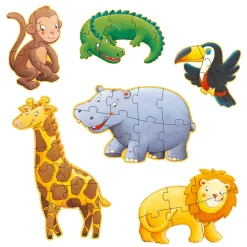 Marmoset & Friends 6 Djurformade Pussel 4, 6, 9 Bitar>Djeco Outlet