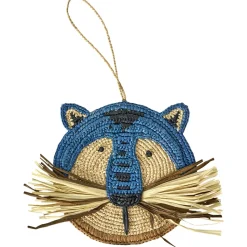 Medium Raffia Väggdekoration Med Djur Blue>RICE New
