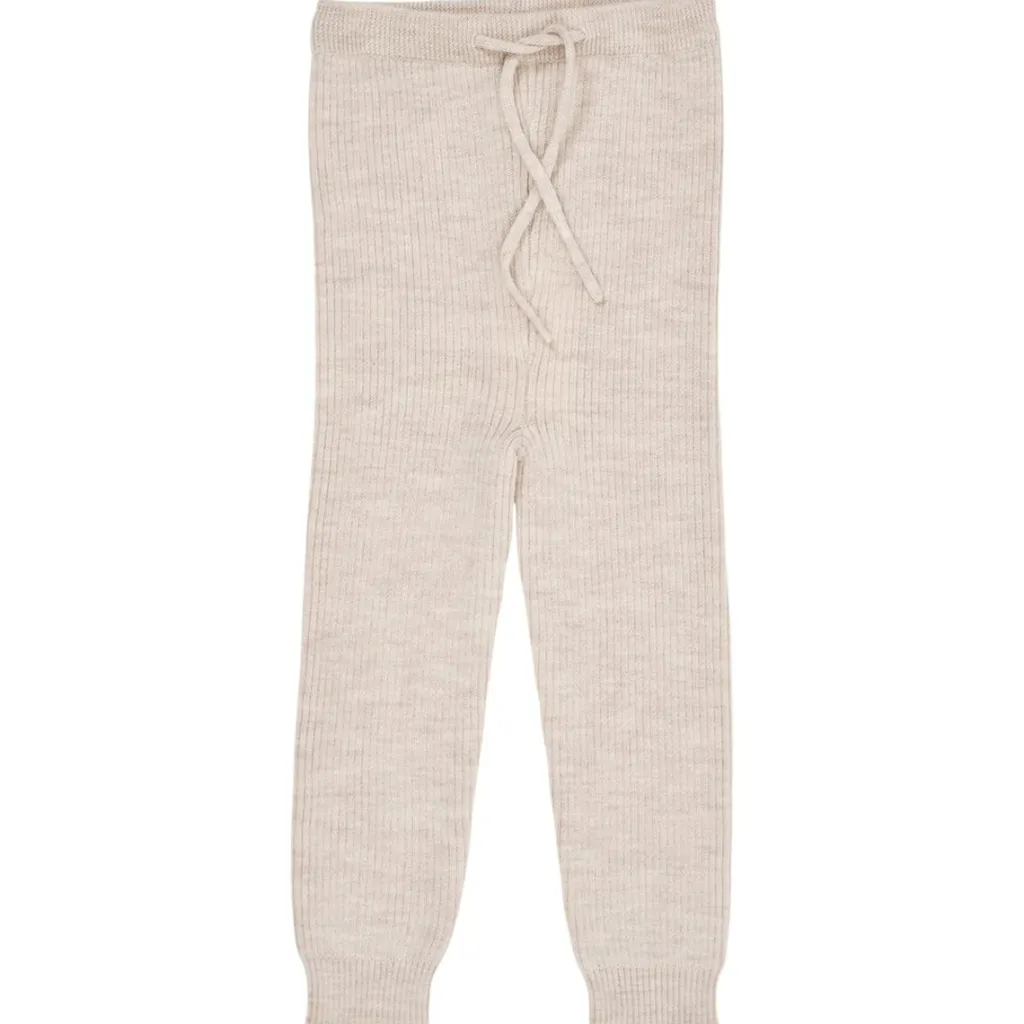 Merino Classic Rib Leggings w Drawstrings Pale Cream Melange>Copenhagen Colors Discount
