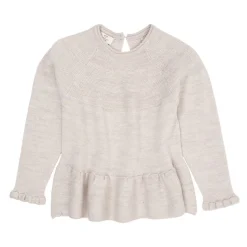 Merino Knit Blouse with Frill Pale Cream Melange>Copenhagen Colors Online