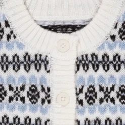 Merino-koftan med mönster Dusty Blue Combi><noscript><img width=