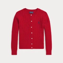 Mini Kabelstickad Kofta Red>Ralph Lauren Hot