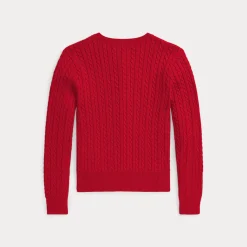 Mini Kabelstickad Kofta Red>Ralph Lauren Hot