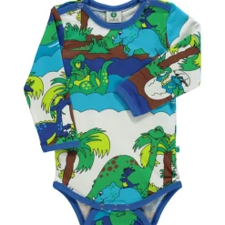 Mönstrad Baby Body Med Dinosaurier Blue Atoll>Småfolk Clearance