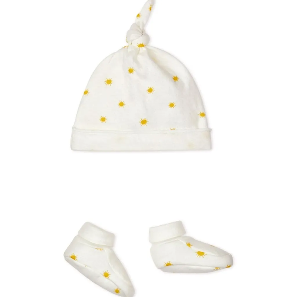 Mönstrat Mössa Och Tossor-set Gräddvit>Petit Bateau Best