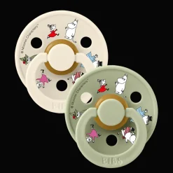 Moomins Friends 2-pack Runda Latexnappar Ivory Sage>BIBS New