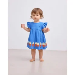 Morning Egg Baby Klänning Med Rufs Blue><noscript><img width=