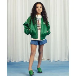 Note Chenille Baseballjacka I Satin Green><noscript><img width=