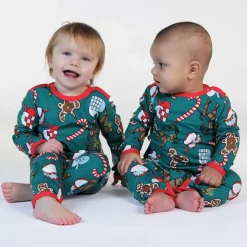 Onesie i Petroleum Green med juldekorationer>Småfolk