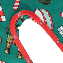 Onesie i Petroleum Green med juldekorationer><noscript><img width=