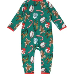 Onesie i Petroleum Green med juldekorationer><noscript><img width=