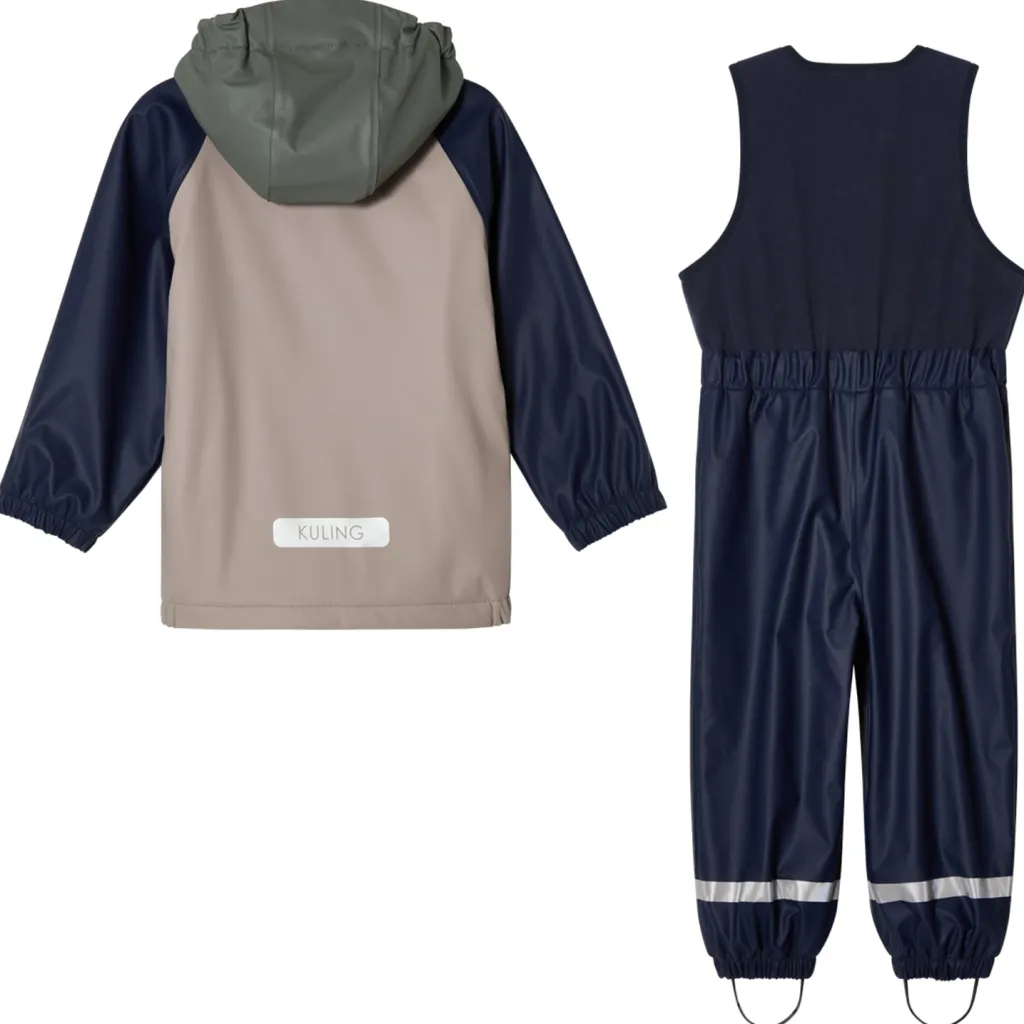 Ottawa Fodrat Regnställ Taupe/navy/light Green Blocking>Kuling Sale