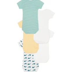 5-pack Baby Bodys Vert Blanc Jaune>Petit Bateau New