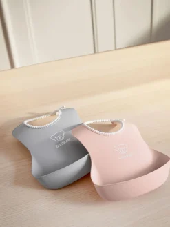 2-Pack Haklappar Powder Pink/Grey>BabyBjörn