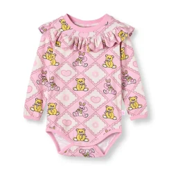 Paula Långärmad Baby Body Med Nallebjörnar Rosa Lace>Småfolk Sale