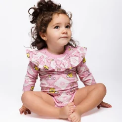 Paula Långärmad Baby Body Med Nallebjörnar Rosa Lace>Småfolk Sale