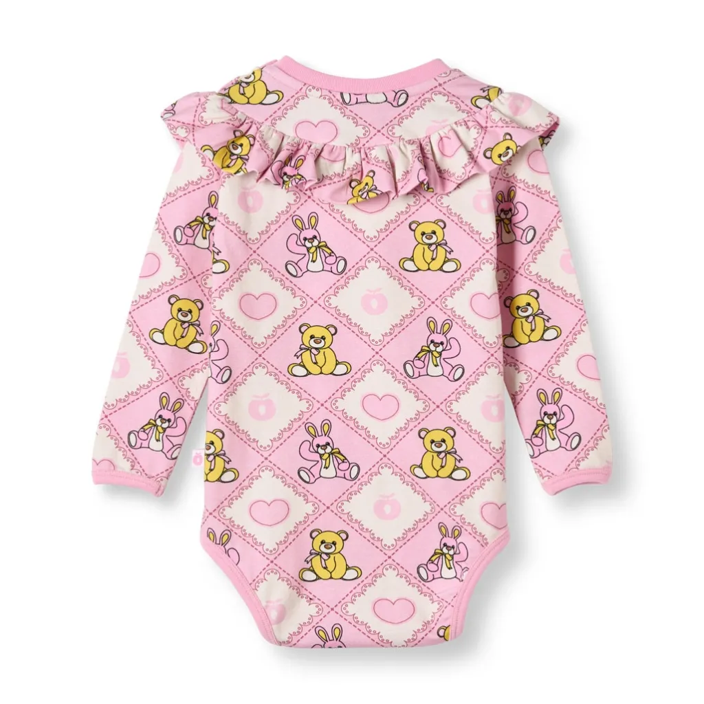 Paula Långärmad Baby Body Med Nallebjörnar Rosa Lace>Småfolk Sale