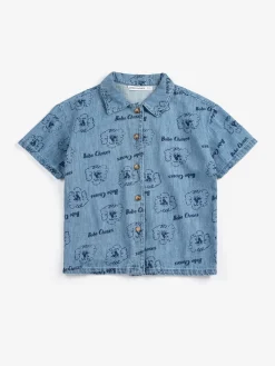 Pickle The Dog All Over Denimskjorta Prussian Blue>Bobo Choses New