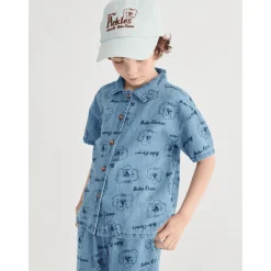 Pickle The Dog All Over Denimskjorta Prussian Blue><noscript><img width=