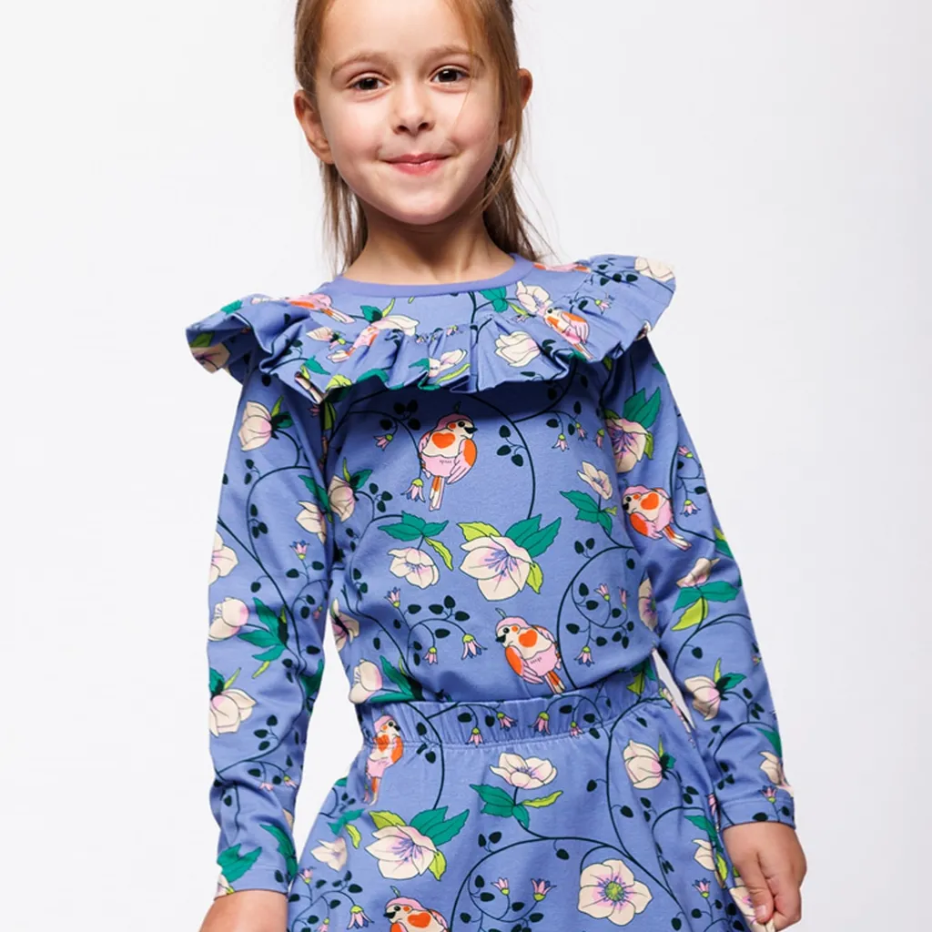 Pinova Långärmad Topp Med Fåglar Och Blommor Lila Purple Delight>Småfolk Clearance