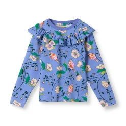 Pinova Långärmad Topp Med Fåglar Och Blommor Lila Purple Delight><noscript><img width=