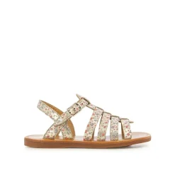 Plagette Strap Blommiga Sandaler Guld>Pom Dapi