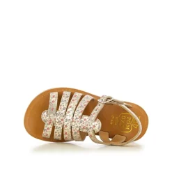 Plagette Strap Blommiga Sandaler Guld>Pom Dapi