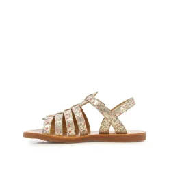 Plagette Strap Blommiga Sandaler Guld><noscript><img width=