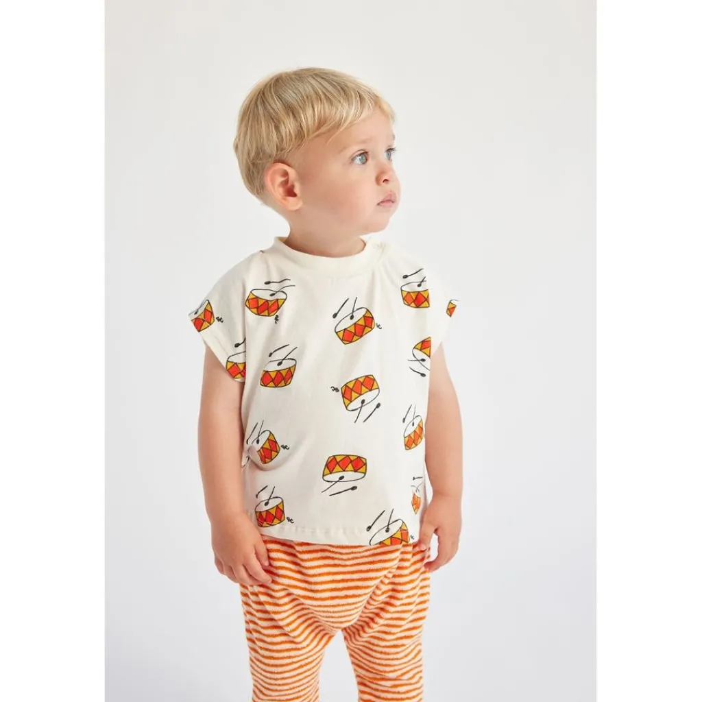 Play The Drum Mönstrad Baby T-shirt Naturvit>Bobo Choses Sale