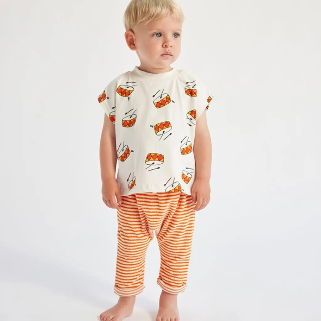 Play The Drum Mönstrad Baby T-shirt Naturvit>Bobo Choses Sale