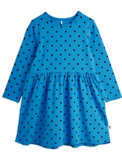 Polka Långärmad Klänning Blue>Mini Rodini Outlet